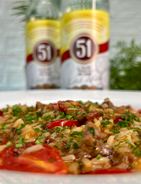 Arroz Caldoso com Coxão Mole e Cachaça 51
